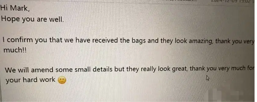 Praise from customers of customized bags 2