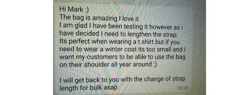 Praise from customers of customized bags 3